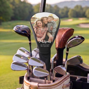 Mama Established Photo Kids Name Fun Text Golf Head Cover