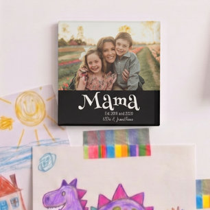 Mama Established Photo Kids Name Fun Text Magnet