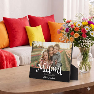 Mama Established Photo Kids Name Fun Text Plaque