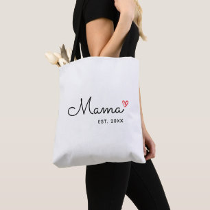 Mama Established Script Red Heart Tote Bag