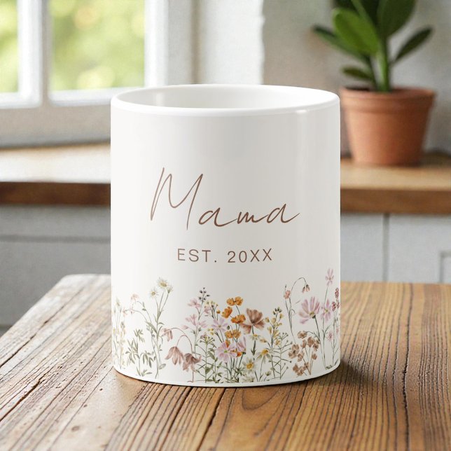 Mama Established Wildflower Boho Baby Shower Coffee Mug (Creator Uploaded)