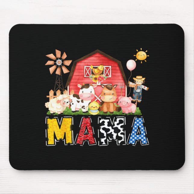 Mama Farm Cow Birthday Boy Matching Family Party  Mouse Mat (Front)