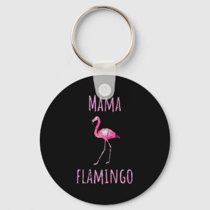 Mama flamingo tropical summer animal watercolor key ring