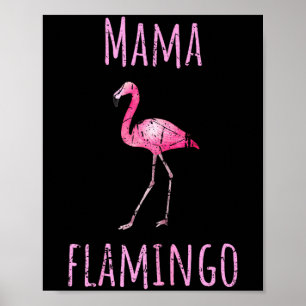 Mama flamingo tropical summer animal watercolor poster