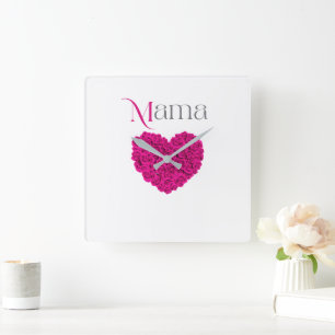 Mama Floral Beautiful Mother’s Day, Birthday Gift Square Wall Clock
