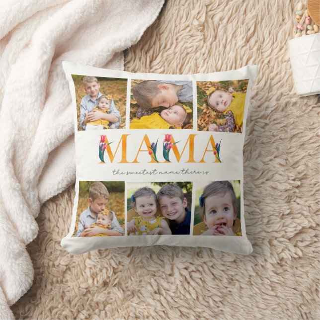 Mama Floral Custom Photo Tulips Cushion (Blanket)