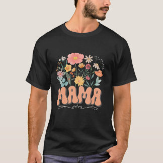 Mama Floral Daisy Hippie Groovy Wildflower Funny M T-Shirt
