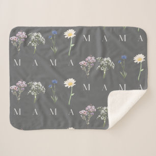 MAMA Floral Mothers Day, Soft & Sentimental Gift Sherpa Blanket