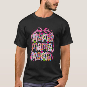 Mama Flower Coquette Pink Bows Leopard Mom Mother  T-Shirt