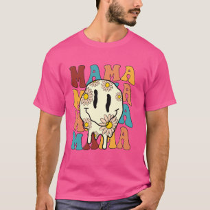 Mama Flower Smile Bolt Lightning Chequered Groovy T-Shirt