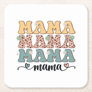 Mama Flower Square Paper Coaster