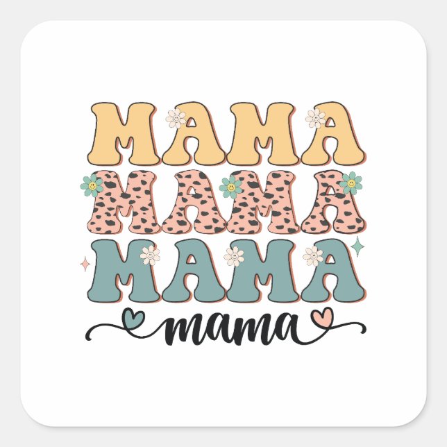 Mama Flower Square Sticker (Front)