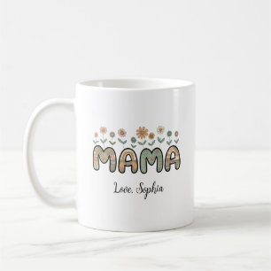 Mama, Flowers Mother's Day Custom Name Coffee Mug