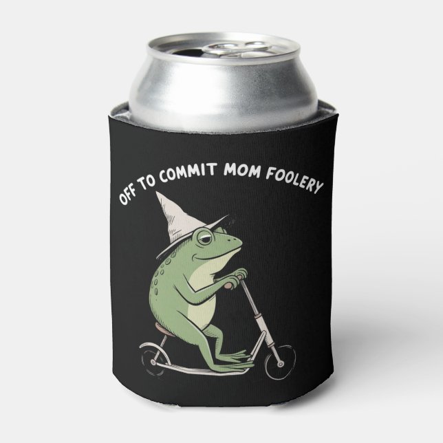 Mama Frog Off to Commit Mum Foolery Scooter Gift  Can Cooler (Can Front)
