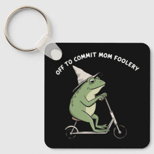 Mama Frog Off to Commit Mum Foolery Scooter Gift Key Ring