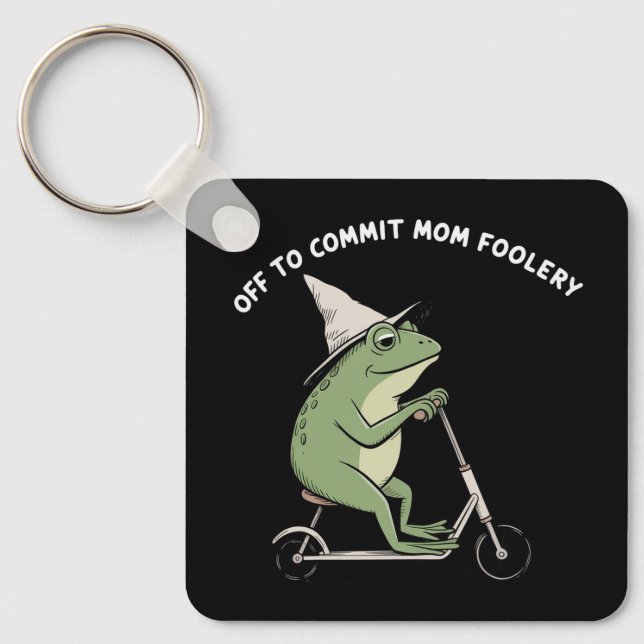 Mama Frog Off to Commit Mum Foolery Scooter Gift  Key Ring (Front)