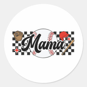 Mama Game Day Vibes Mothers Day Women Baseball Mom Classic Round Sticker