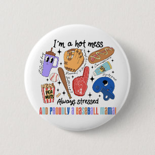 Mama Game Day Vibes Mothers Day Women Baseball Mum 6 Cm Round Badge
