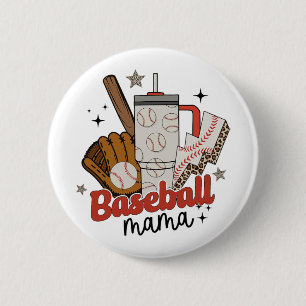 Mama Game Day Vibes Mothers Day Women Baseball Mum 6 Cm Round Badge