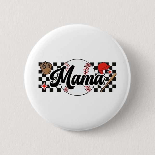 Mama Game Day Vibes Mothers Day Women Baseball Mum 6 Cm Round Badge (Front)