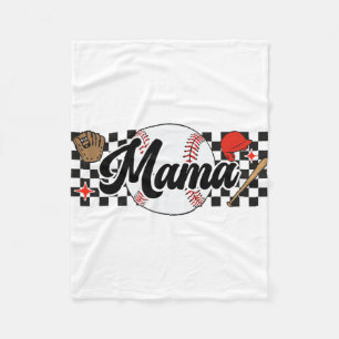 Mama Game Day Vibes Mothers Day Women Baseball Mum Fleece Blanket