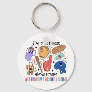 Mama Game Day Vibes Mothers Day Women Baseball Mum Key Ring