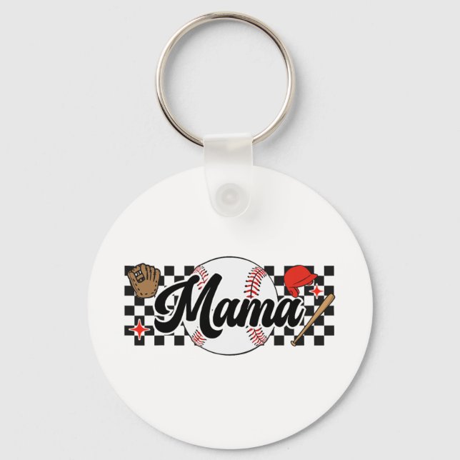 Mama Game Day Vibes Mothers Day Women Baseball Mum Key Ring (Front)