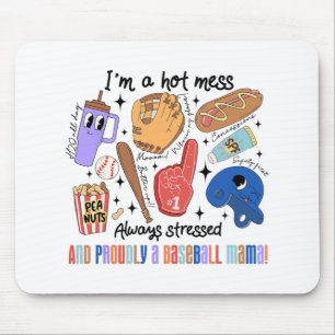Mama Game Day Vibes Mothers Day Women Baseball Mum Mouse Mat