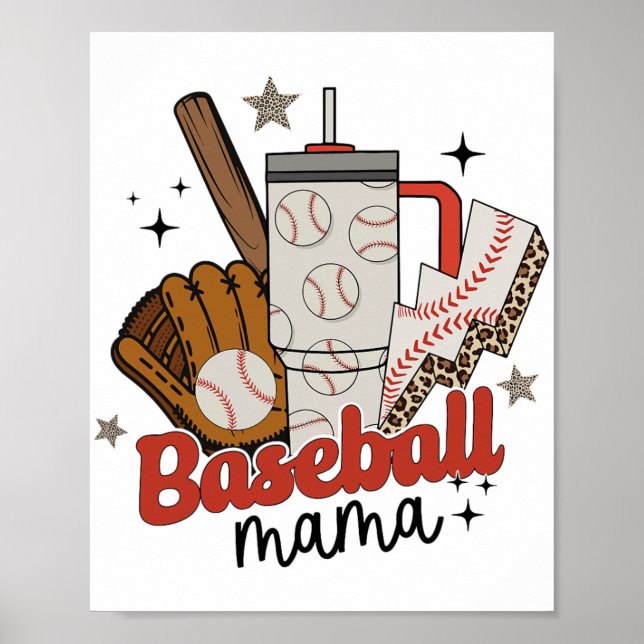 Mama Game Day Vibes Mothers Day Women Baseball Mum Poster (Front)