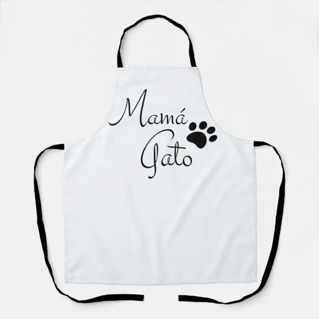 Mama Gato Paw Print Spanish Saying Apron (Front)