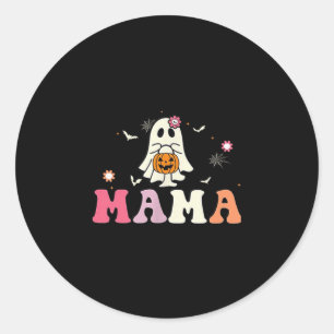Mama Ghost Boo One Soky Mama First Halloween Birth Classic Round Sticker