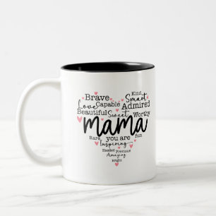 Mama Gift Mum Script Inspiring Hearts Two-Tone Coffee Mug