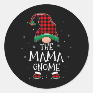 Mama Gnome Xmas Family Matching Red Plaid Christma Classic Round Sticker