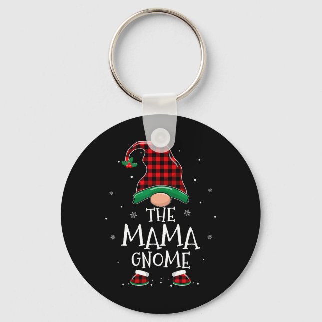 Mama Gnome Xmas Family Matching Red Plaid Christma Key Ring (Front)