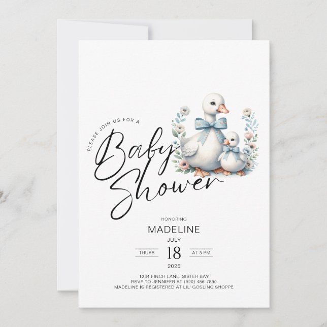 Mama Goose and Gosling Baby Shower Invitation (Front)