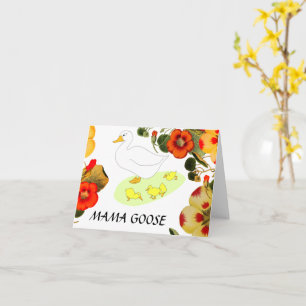 Mama goose and gosling floral ,mother goose day card