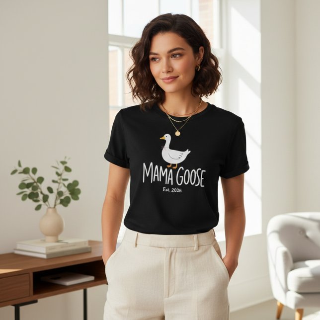 Mama Goose Cute Minimalist Modern Motherhood T-Shirt (Creator Uploaded)