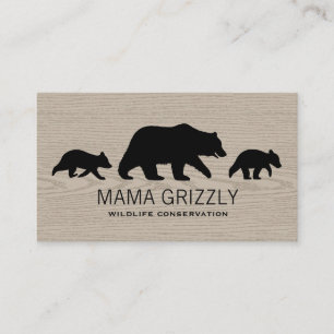 Mama Grizzly Bear with Cubs Silhouettes Wildlife Business Card