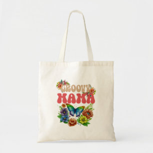 Mama Groovy Floral, Motherhood Retro Tote Bag