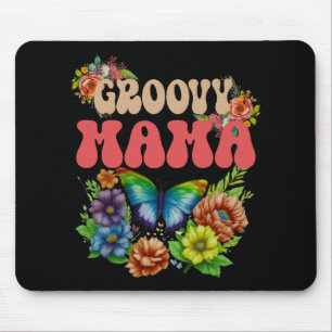 Mama Groovy Floral, Retro Mothers Day Colourful Mouse Mat