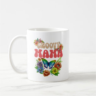 Mama Groovy Floral, Retro Mum Colourful Coffee Mug