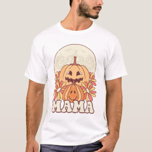 Mama Halloween Groovy halloween fall season T-Shirt