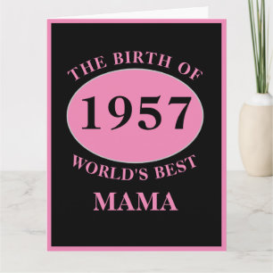 Mama Happy Birthday Monogram Name Year Pink Large Card
