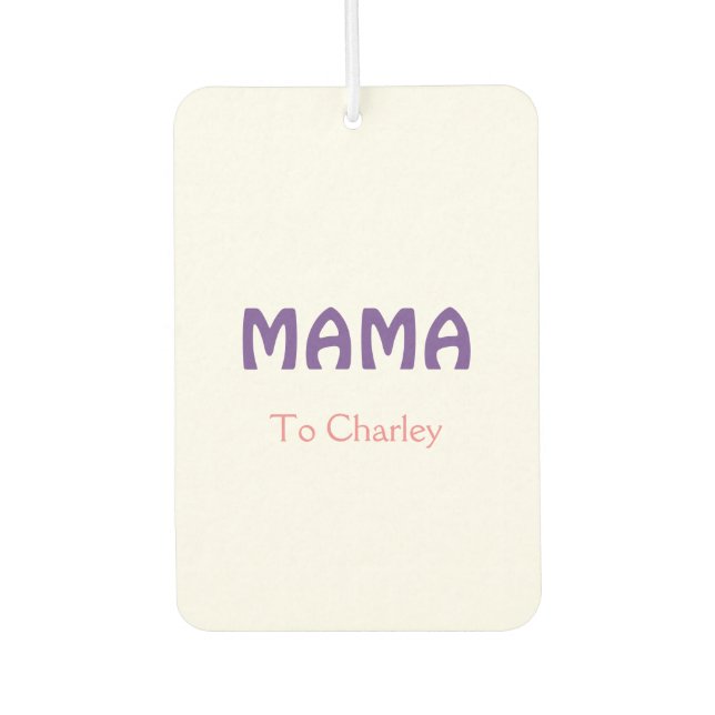 Mama happy mothers retro purple add name text vint car air freshener (Front)