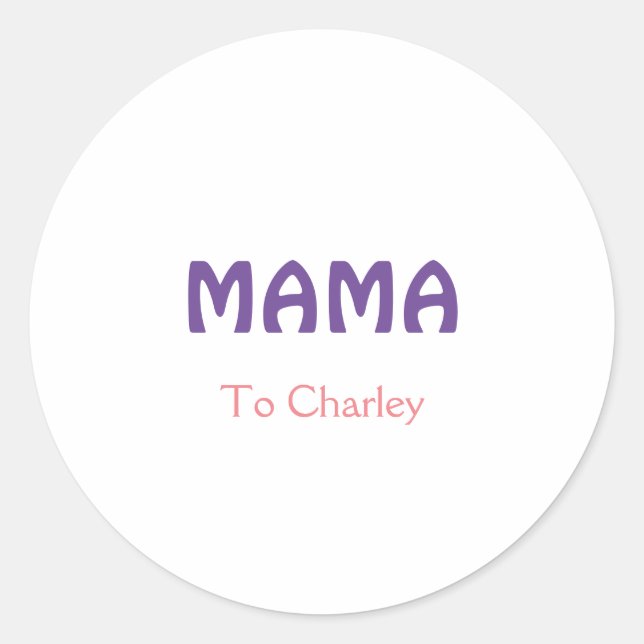 Mama happy mothers retro purple add name text vint classic round sticker (Front)