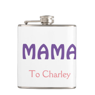 Mama happy mothers retro purple add name text vint hip flask