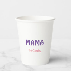Mama happy mothers retro purple add name text vint paper cups