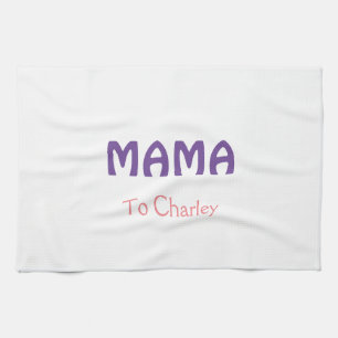 Mama happy mothers retro purple add name text vint tea towel