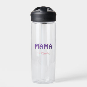 Mama happy mothers retro purple add name text vint water bottle