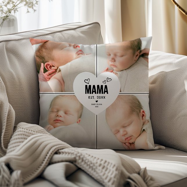 Mama Heart 4 Photo Collage Cushion (Creator Uploaded)